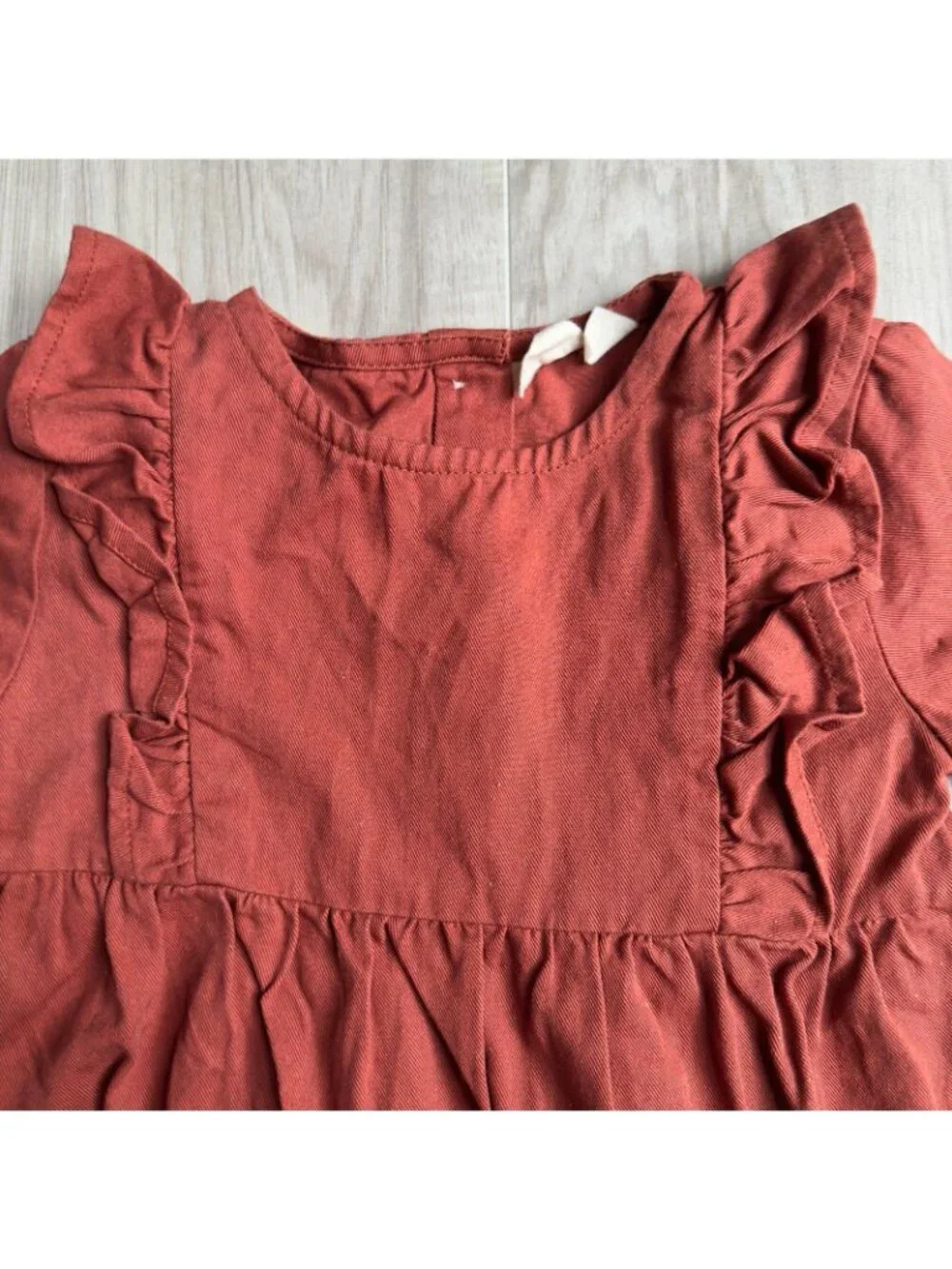 Beet World Ruffle Bubble Romper Clay